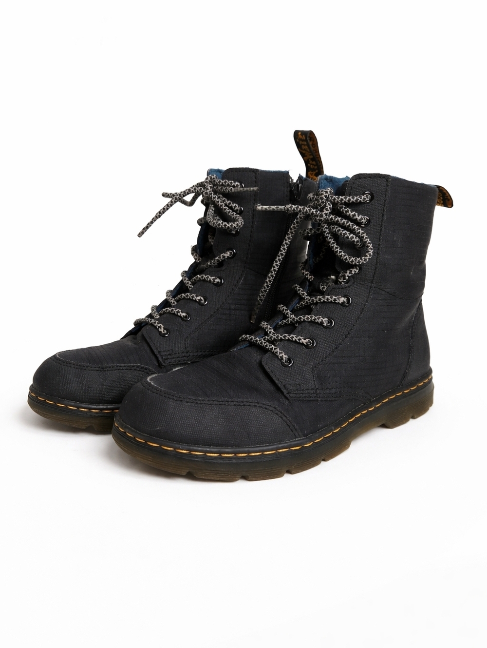 Dr. Martens Combs Cap Boot Black Utility Lace-Up Zip Combat Boots Women’s 6